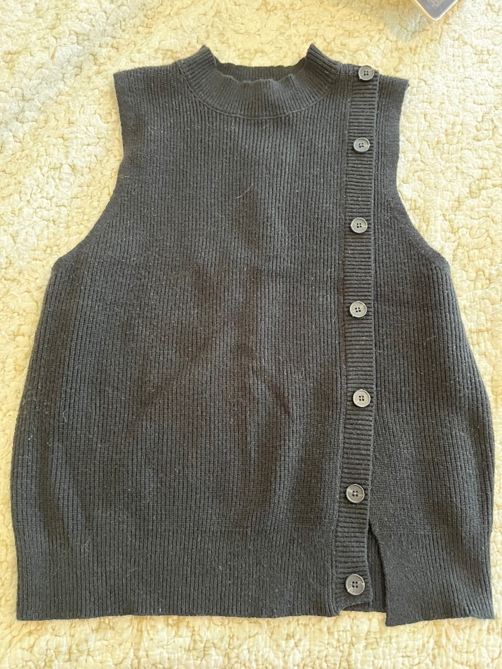 Black S Deer asymmetrical vest (S/M)